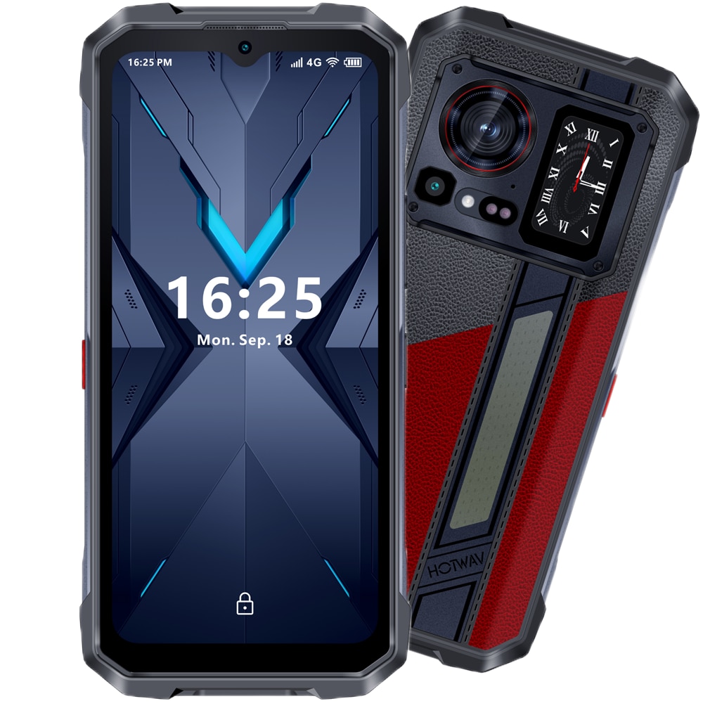 Telefon mobil HOTWAV Hyper 7 Pro, Dual SIM, 5G, 6.6-inch 120Hz 2.4K IPS, Octa-Core Mediatek Dimensity 7050, 36GB RAM (16GB + 20GB ext), 256GB, Camera 200MP + 24MP IR, 10800mAh, NFC, IP68, Android 14, Magma Red
