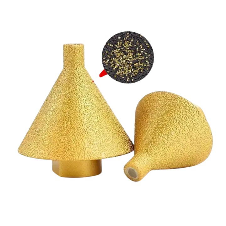 Burghiu conic diamantat cu tesitura rotunjita pentru polizor unghiular, M14, 38 mm, pentru slefuirea fina a granitului, marmurei si placilor ceramice