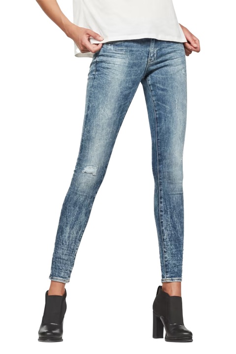 Blugi de damă G-Star RAW Midge Zip Mid Skinny, Talie medie, Crampoane slim, Albastru deschis, Albastru deschis