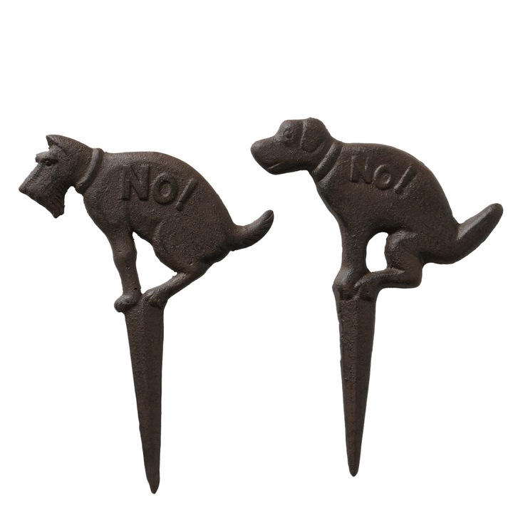 Kerti figurák, BOLTZE, 2 darabos készlet, öntöttvas, erős és esőálló, kertbe, teraszra és erkélyre, tartós, nehéz, vintage stílusú, évekig tartó dísz, barna