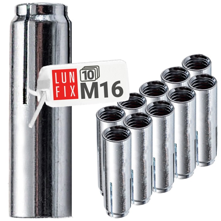 Set ancore de otel Lun Fix M16, cu manson de expansiune, 10 bucati, 65mm