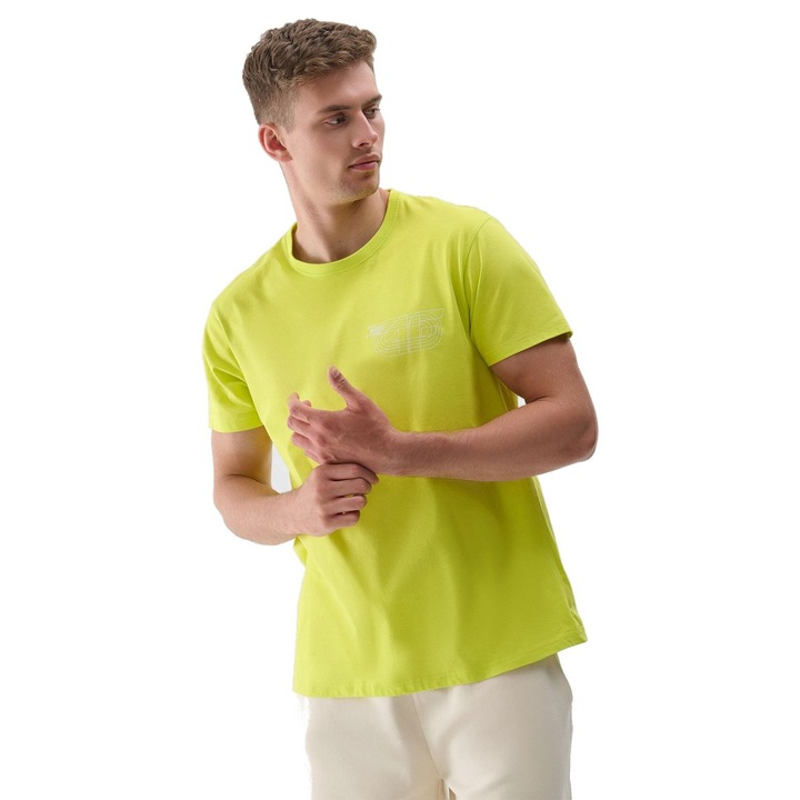 Férfi sportpóló, 4F, pamut, lime sárga, S INTL
