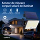 Set 2 lampi solare DIGIMAT® LED 300W cu senzor de miscare si crepuscular, telecomanda, panou solar, kit de montare inclus, 3 moduri functionare, IP65, autonomie 8-10h, unghi 140°, baterie Li-ion, exterior curte, gradina, parcare, poarta, alee, 15x12x3 cm