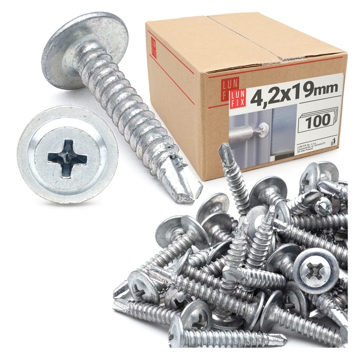 Set 100 suruburi autoforante saiba 4.2x19mm pentru metal WSPC, Lun Fix