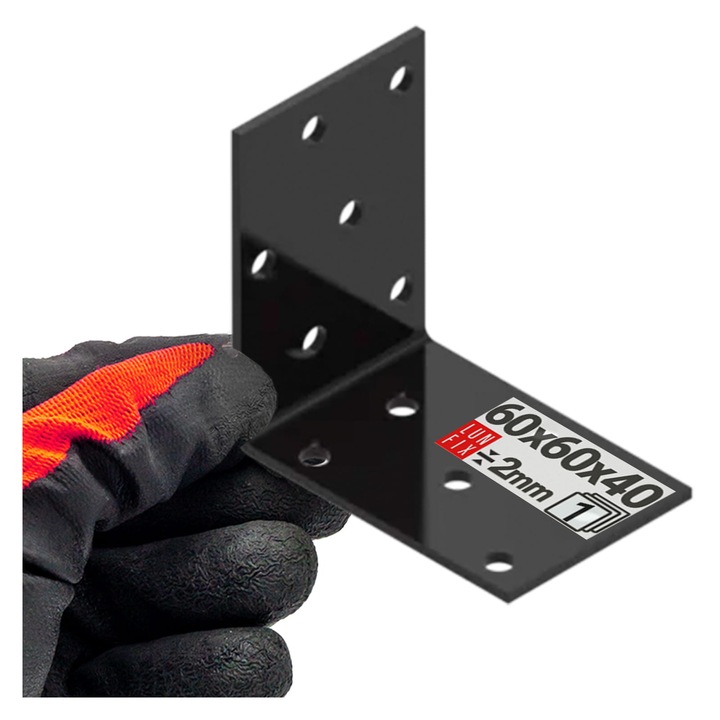 Fekete rögzítőkonzol, 60x60x40x2, Lun Fix