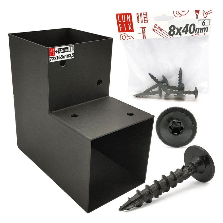 Set de conectori din lemn in forma de L de 7x7cm cu suruburi de 8x40 mm, Lun Fix