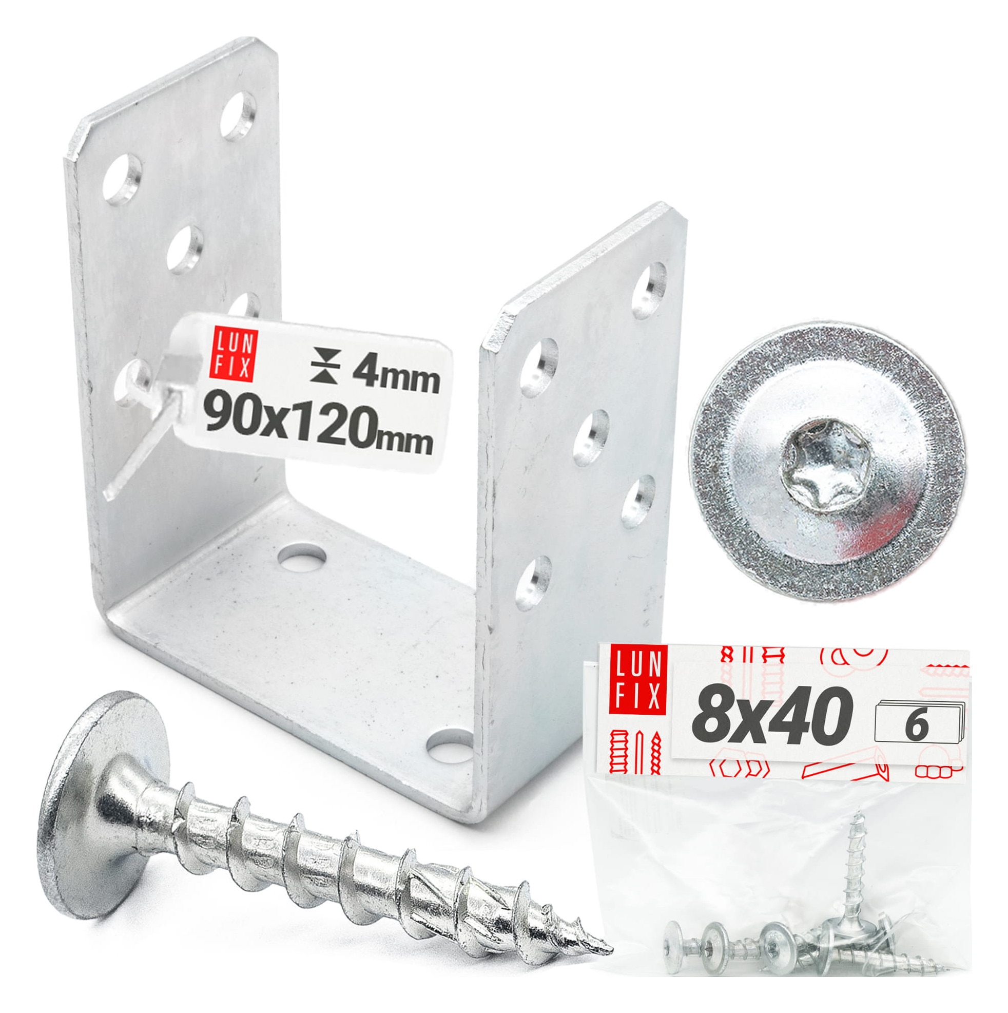 Set montaj pentru suport de stalp tip U 90, cu suruburi, Lun Fix