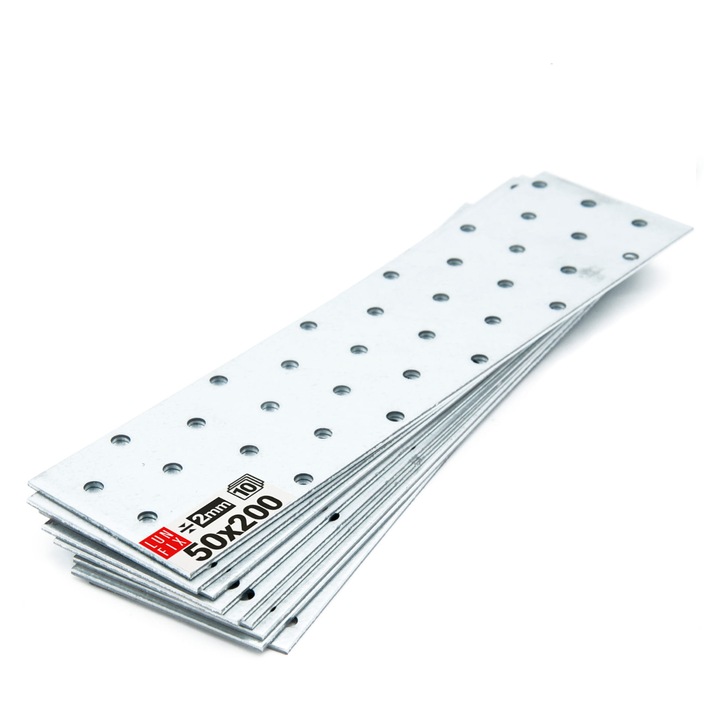 Lun Fix 10 db-os fém perforált lemez csomag, 50x200x2mm, ellenálló, fa építményekhez
