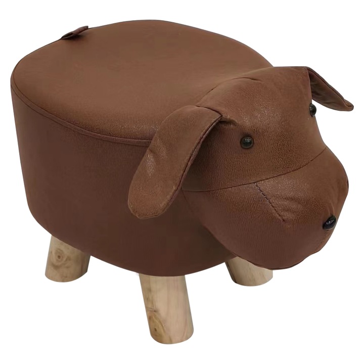 Taburetul in forma de Caine maro natur Tamali 43x26x28 cm