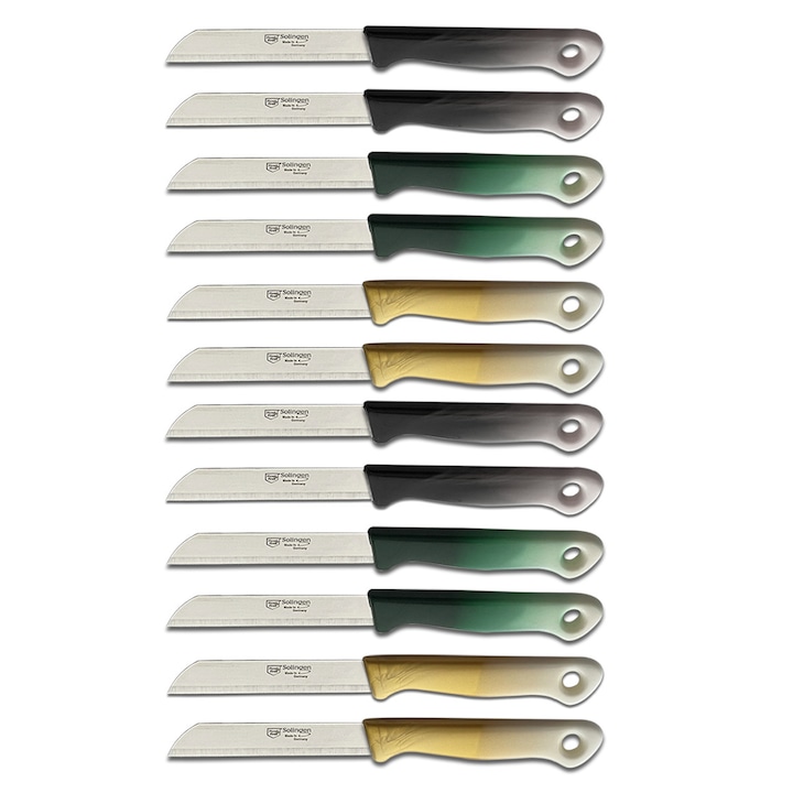 RKA Set 12 cutite profesionale pentru legume si fructe – cutite de bucatarie cu lama zimtata, calitate premium, fabricate in Solingen, Germania
