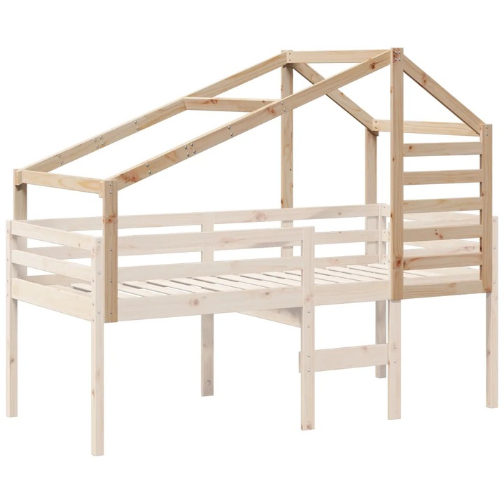 Baldachin pentru pat de copil, 198x87x113 cm, VidaXL, lemn masiv de pin