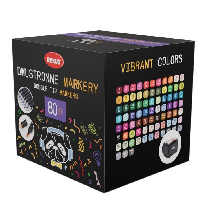 Marker set 80 culori Beniamin, pentru desen, multicolor