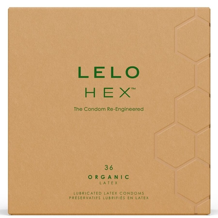 Органични презервативи LELO HEX, 36 броя, органичен латекс, с L-аргинин