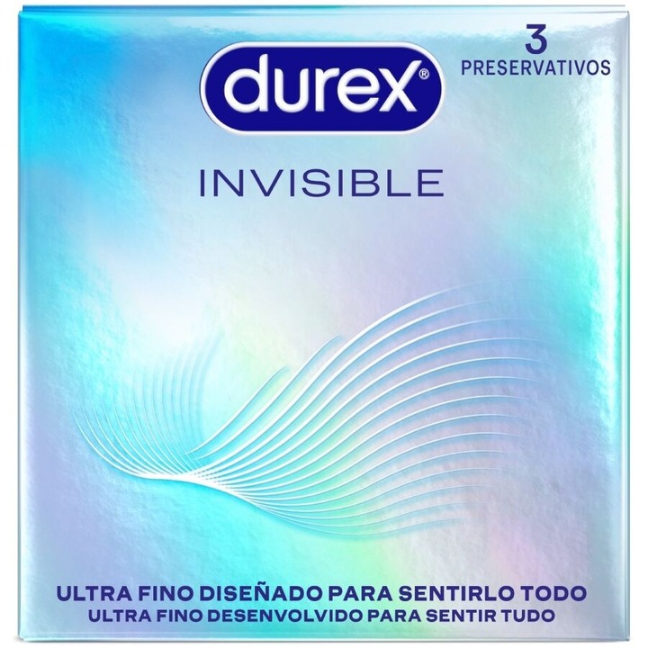 Prezervative Durex Invisible, 3 unitati, marime standard, ultra subtiri, din latex natural