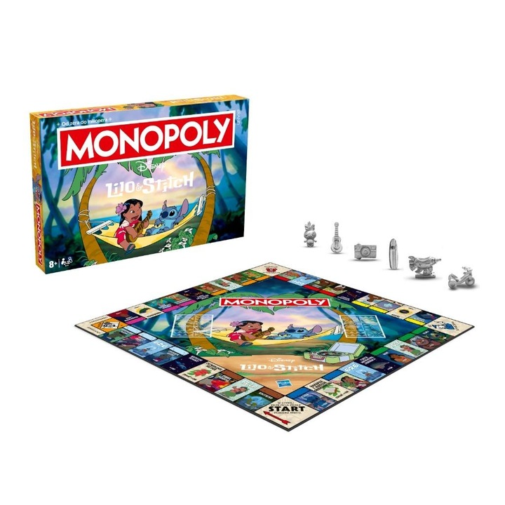 Monopoly Lilo&Stitch társasjáték, 2-6 játékos, 8+, 1-3 óra, dedikált grafika, 6 gyűjthető bábu
