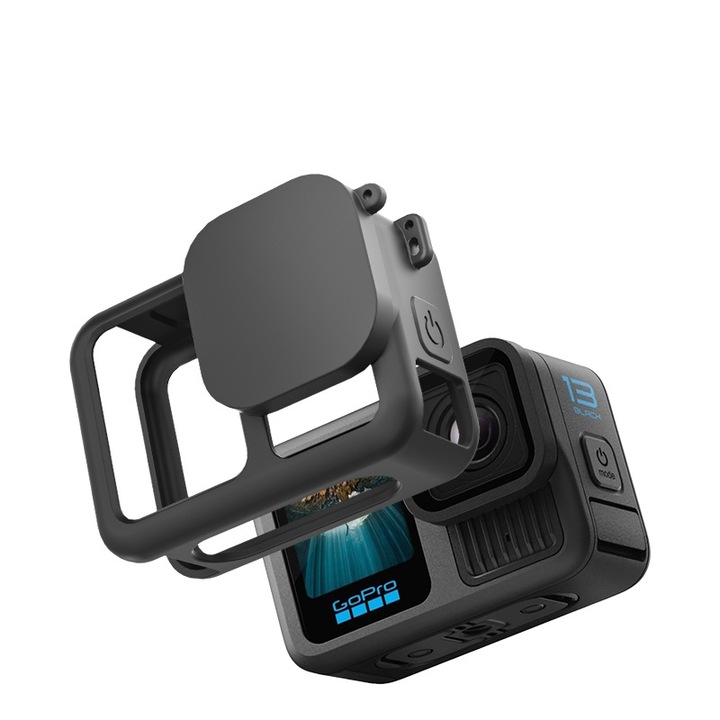 Силиконов защитен калъф за GoPro Hero 13 и Hero 12, Hero 11, Hero 10, Hero 9, със силиконова защитна капачка за обектива и връзка за носене, черен