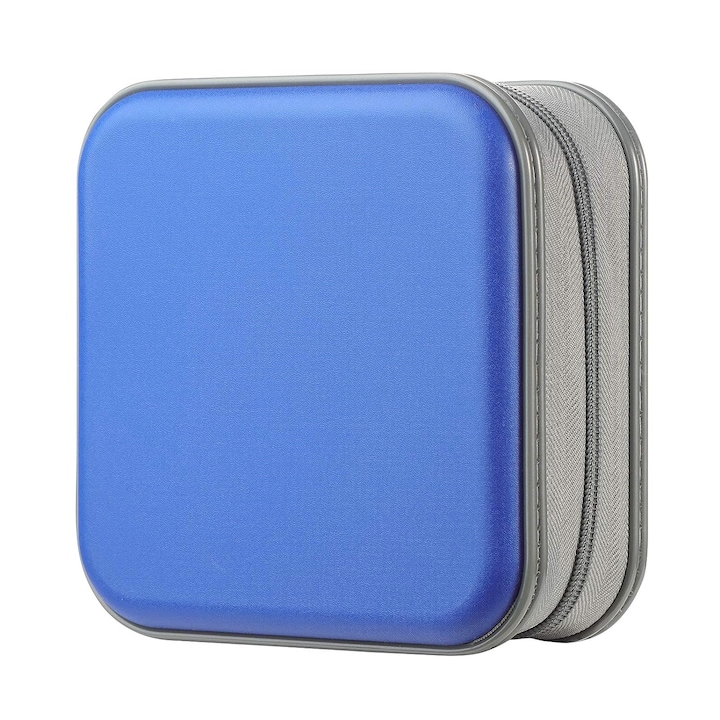 Mapa CD/DVD 48 Locuri alavisxf xx, Organizator cu Buzunare Transparente, Albastra, 15.5x15.5cm