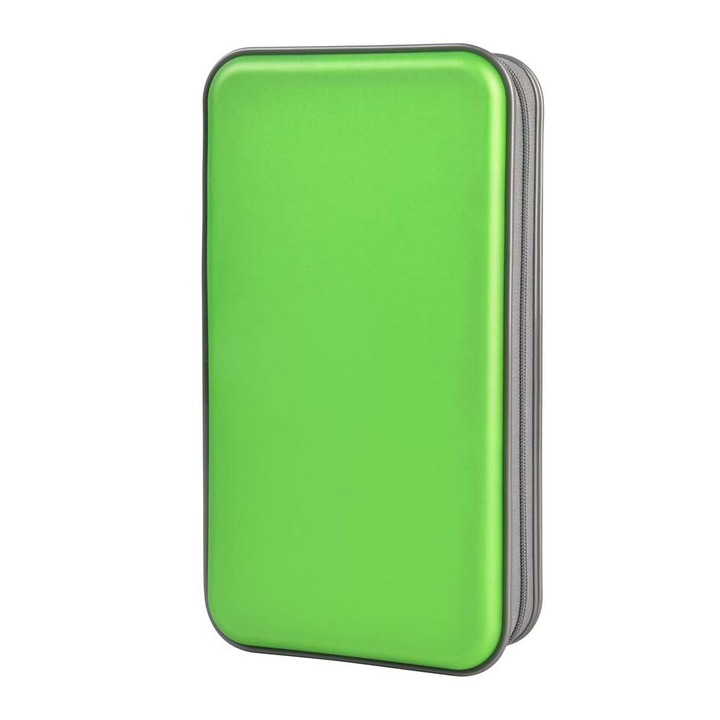 Mapa CD/DVD 96 Locuri alavisxf xx, Organizator cu Buzunare Transparente, Maner Portabil, Verde, 15.5x15.5cm