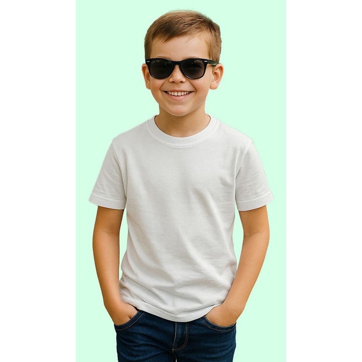 Tricou de Baiat Copii Bumbac Simplu Casual Elegant Vara V2, Alb