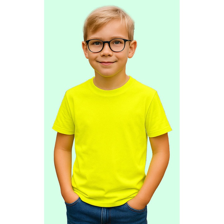 Tricou de Baiat Copii Bumbac Simplu Casual Elegant Vara V2, Lamaie