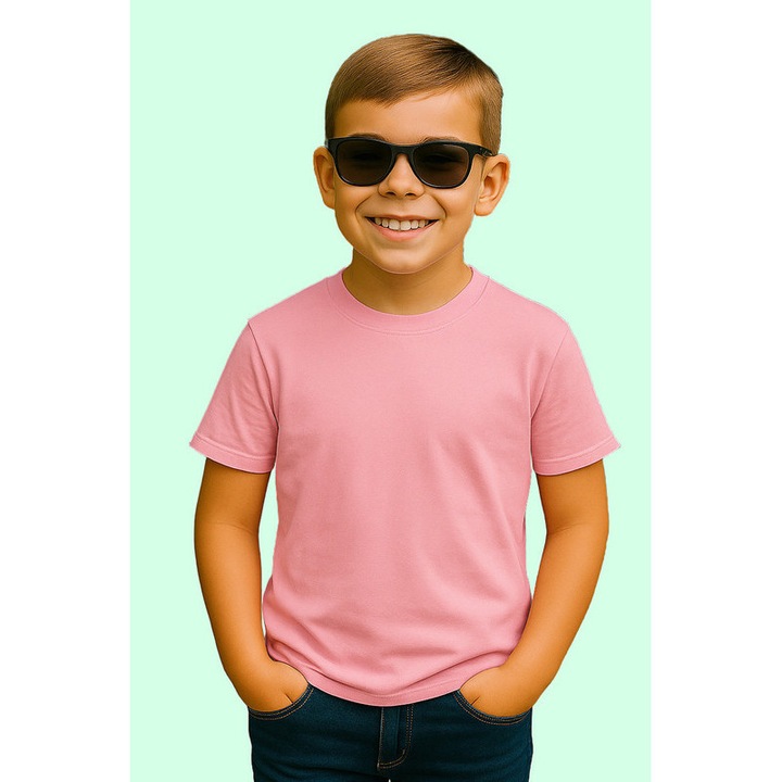 Tricou de Baiat Copii Bumbac Simplu Casual Elegant Vara V2, Roz