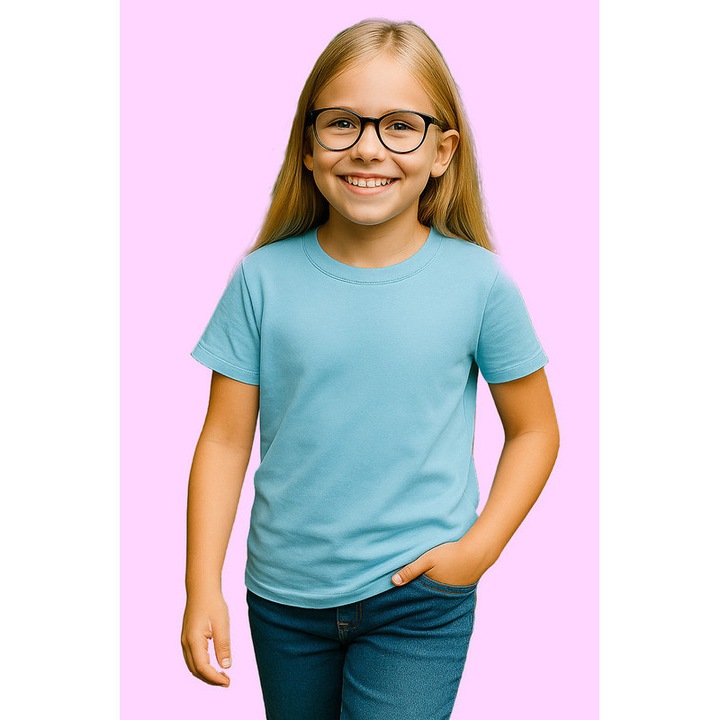 Tricou Fata Bumbac Simplu Casual Elegant Vara, Copil, Cri-Flo, Culoare ...