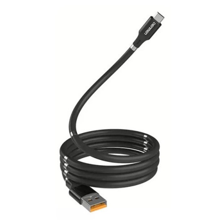 Denmen D11T USB adatkábel Typ-C 2.4A, 1m, mágneses, fekete