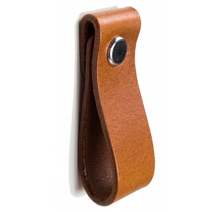 Maner mobilier piele Black Tree koniac maro 65x20mm set montaj