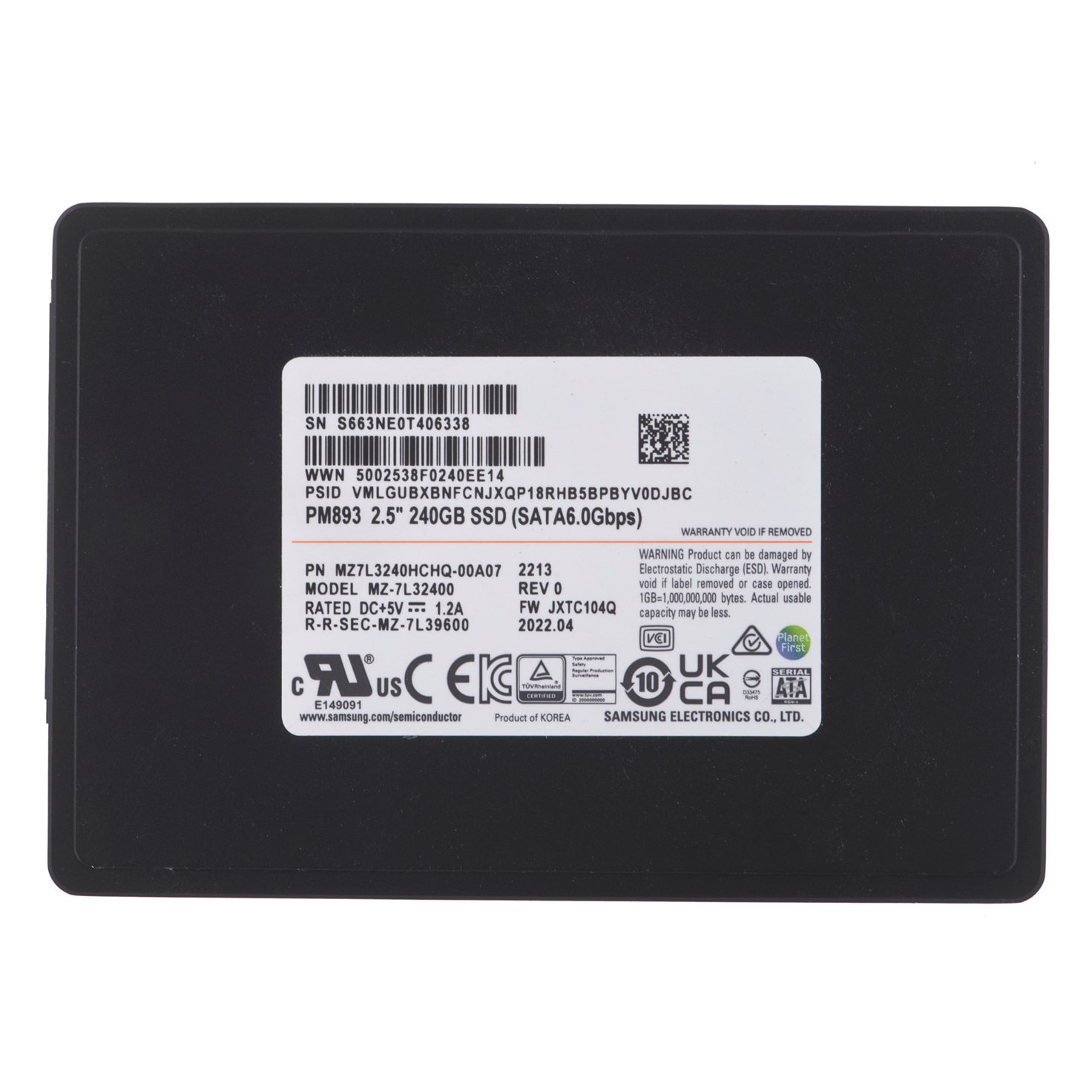 ②-W118 SAMSUNG SATA 240GB 2.5 SSD 4点 Samsung SSD 240GB 2.5 SATA SM883 MLC - MZ7KH240HAHQ-00005