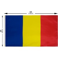 Steag Romania HCT STYLE®, 150x90 cm, din Poliester Rezistent si Impermeabil, cu 2 Inele din Alama, Drapel National pentru Exterior, Parade si Meciuri
