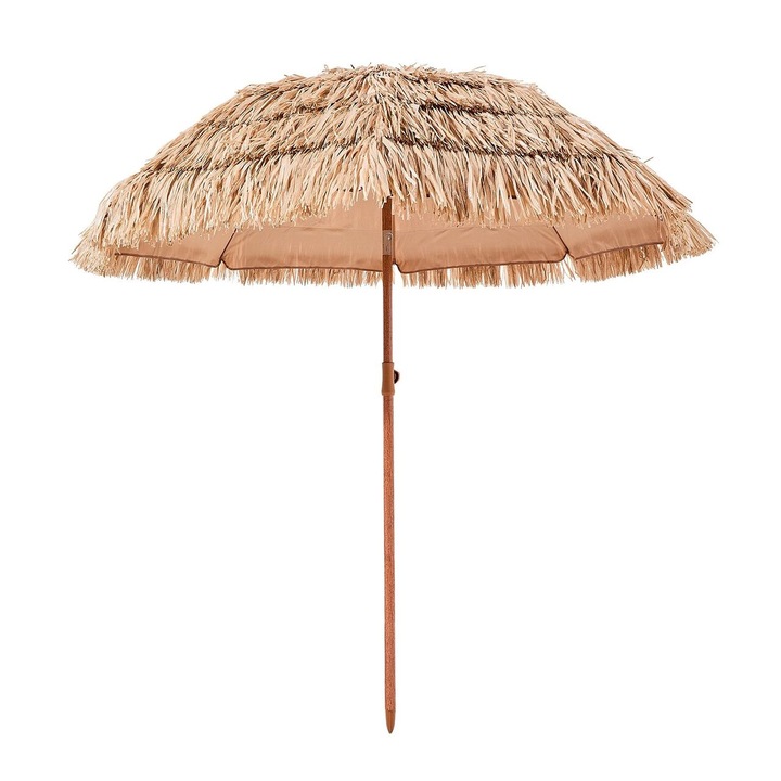 Плажен чадър, диаметър 1600 мм, имитация на тръстика, стомана/PP, височина 1,95 м, водоустойчивост 140 г