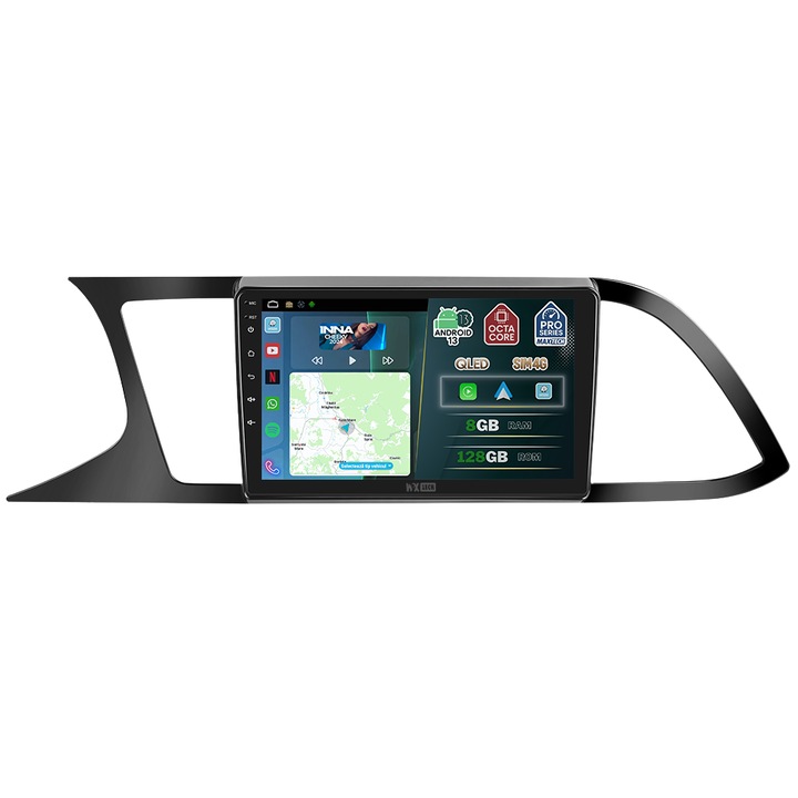 Navigatie Seat Leon 3 facelift (2017-2019) dedicata, MaxTech® PRO SERIES, 8 GB Ram 128 GB Rom OctaCore, Carplay & Android auto, Ecran 9” HD Touch, SIM 4G, GPS, Wifi, Bluetooth, Radio, Waze, Youtube