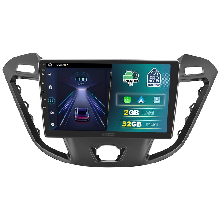 Navigatie Ford Transit 2014-2019 dedicata, MaxTech® PRO SERIES, 2 GB Ram 32 GB Rom, Carplay & Android auto, Ecran 9 ” HD Touch, GPS, Wifi, Bluetooth, Radio, USB, EQ, DSP, Waze, Youtube