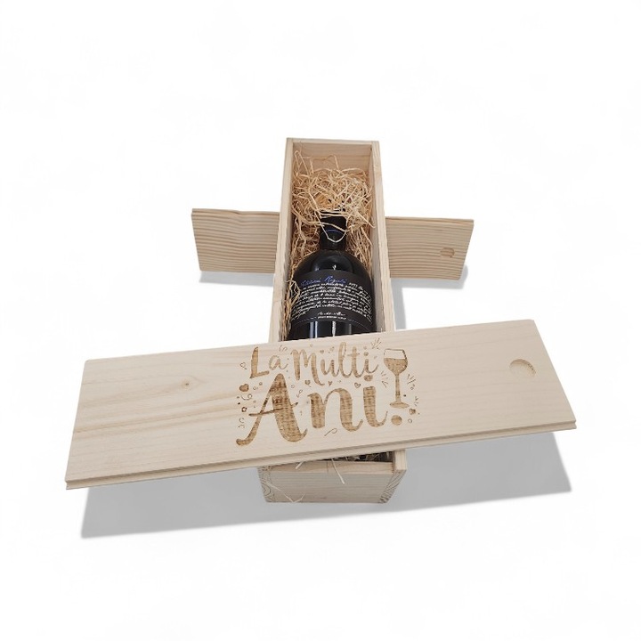 Cadou Cutie Lemn Vin Alb Sec Liliac Private Selection Feteasca Regala 13.5%, Cutie Lemn Personalizata 0.75L