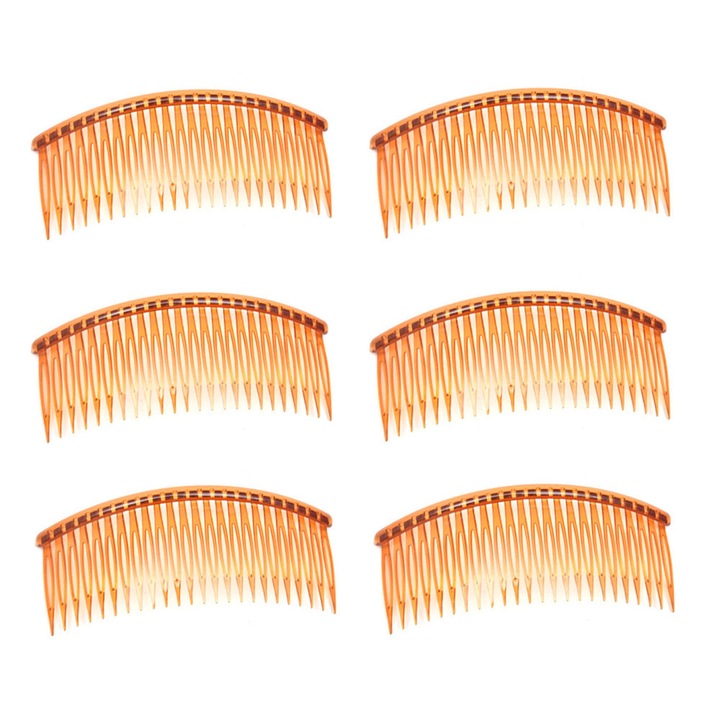 Set 12 piepteni plastic, cafea, 12.5x4.5cm, 24 dinti