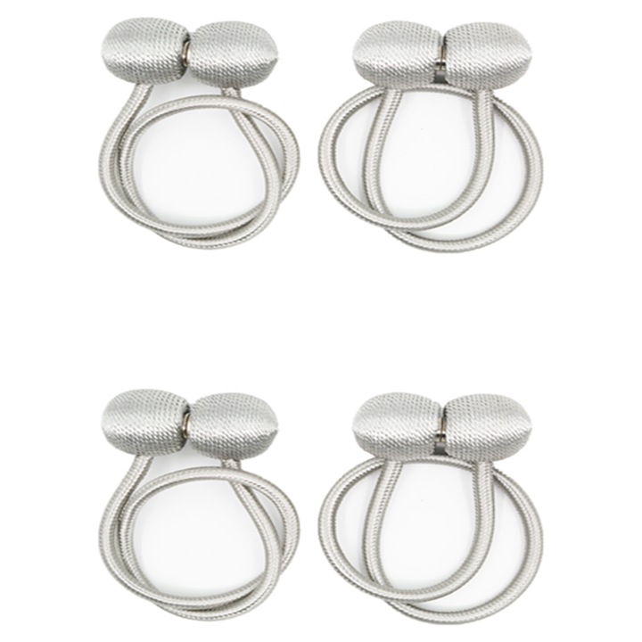 Set de 4 suporturi magnetice pentru perdele, argintiu-gri, 47cm