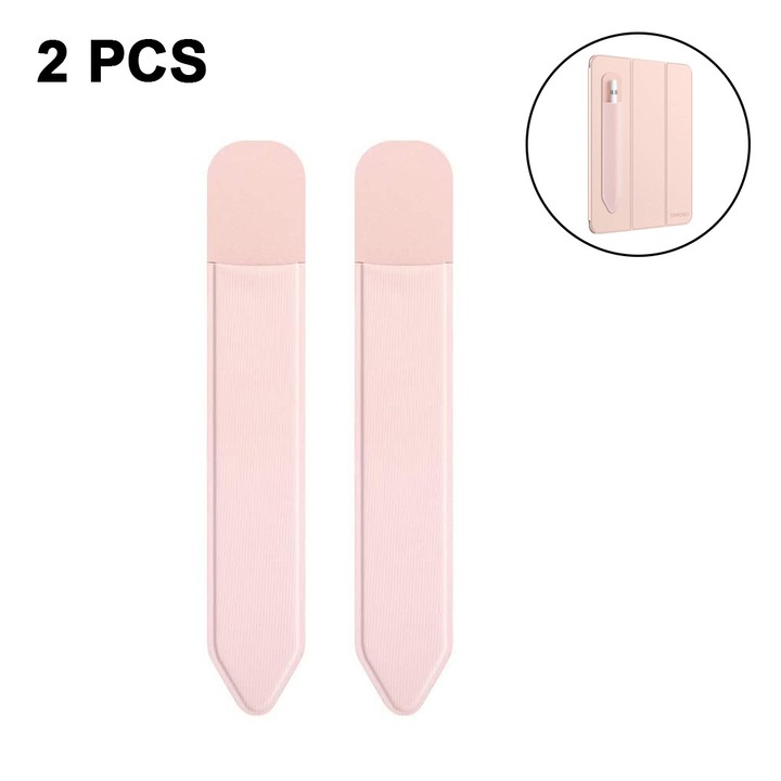 Husa creion Apple Pencil set 2 buc piele PU roz 19x3.5cm
