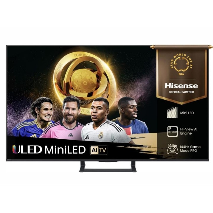 TV Hisense 55" E8Q, 4K Ultra HD 3840x2160, ULED, Quantum Dot, 144 Hz, HDR 10+, HLG, Dolby Vision, DTS Virtual X, Smart TV, WiFi, Fényérzékelő, BT, Anyview Cast, 4xHDMI, 2xUSB, LAN, CI+, DVB-T2/C/S2, Egyablakos, Fekete 55E8Q