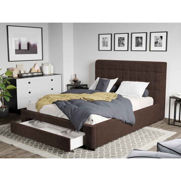 Pat Tapitat Rivo, Somiera fixa si Sertar, 160x200, Maro/Poso 06