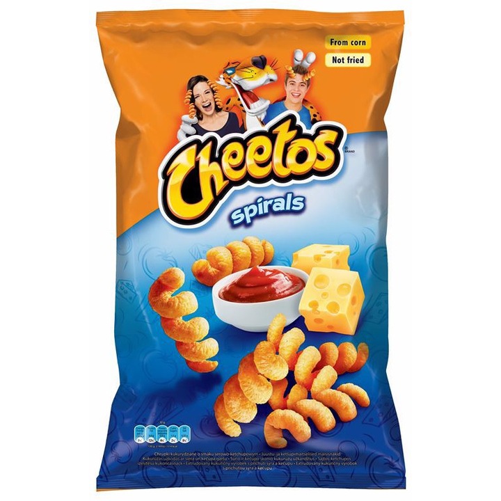 Cheetos Spirals, chipsuri din porumb cu gust de ketchup si branza, 130 g