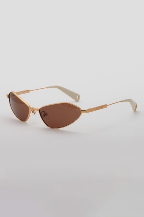 JACQUEMUS, Ochelari de soare unisex cu rama metalica Bambino, 60-17-140, Auriu/Alb fildes