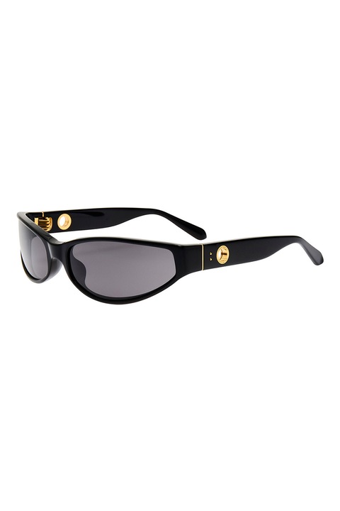 LINDA FARROW, Ochelari de soare wrap unisex Etain, 66-18-120, Auriu/Negru
