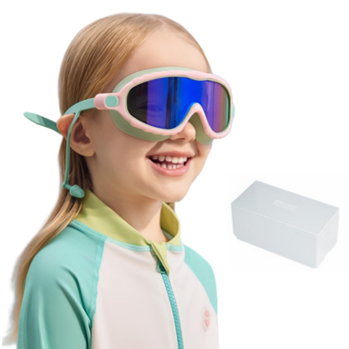 Ochelari de Inot Profesionali Copii, Fantasy, Anti-UV, Anti-Aburire, Cu dopuri de urechi, Garniturile din silicon 3D sunt etanse, Curea reglabila din silicon, Lentile cu unghi larg, Claritate, 3-15 ani