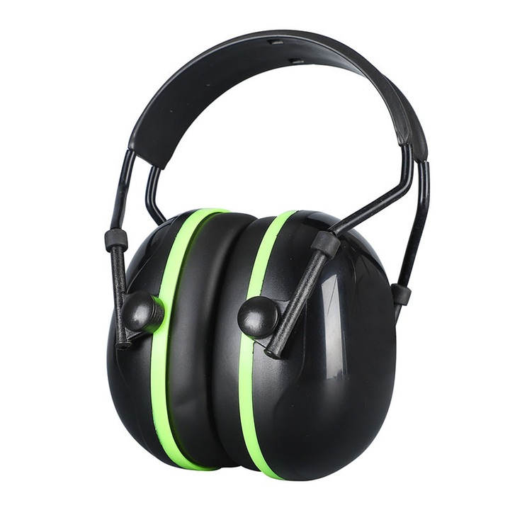 Антифони KINSI - издръжлива ABS обвивка, въртяща се на 360°, регулируема лента за глава, възглавнички против натиск, адаптивни към всяка глава, зелен / черен цвят