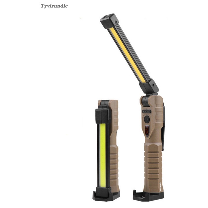 Преносима сгъваема COB лампа с две лица, акумулаторна, ABS, магнит, USB Type-C зареждане, 7 режима на осветление, каки