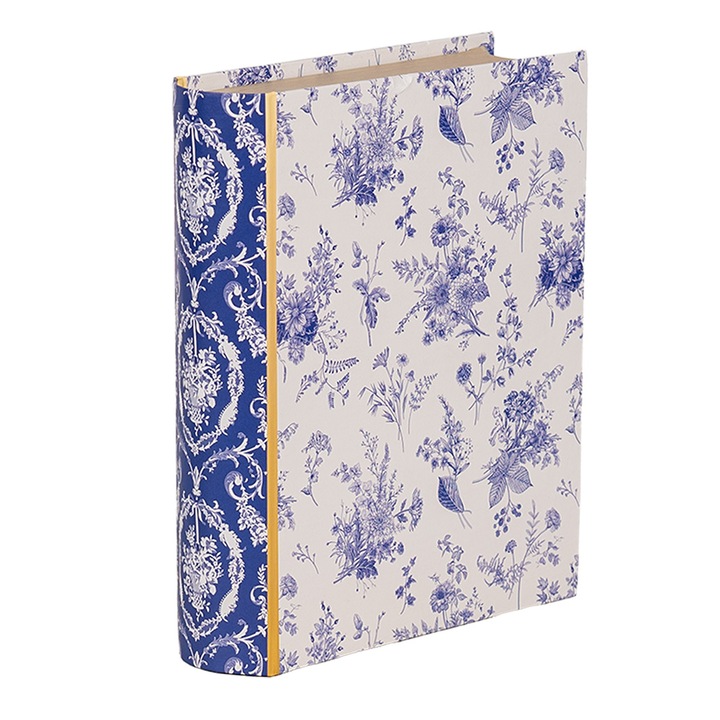 Dekoratív doboz típusa: Kártya fehér kék virágok 17x14x5 cm