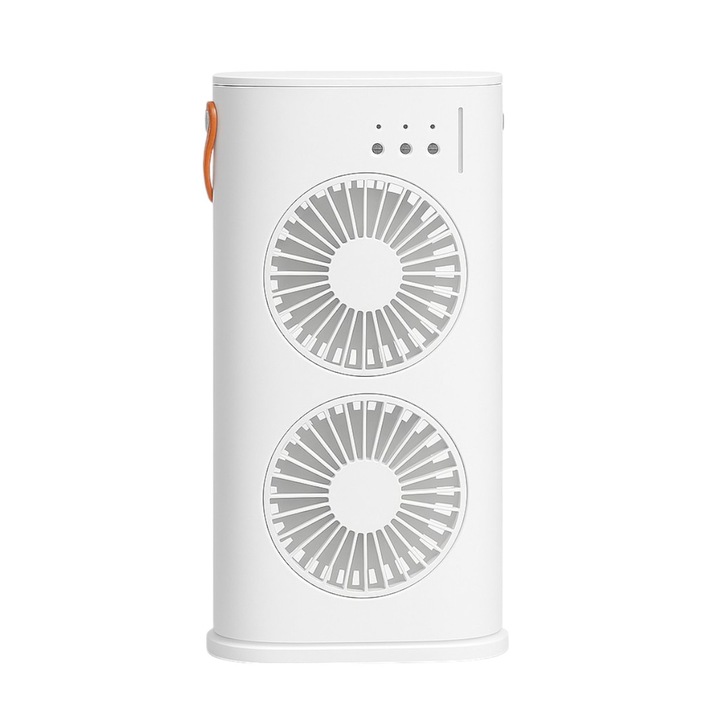 Naimeed, Dupla ventilátor, párásító, D7182, USB töltés, 2000mAh akkumulátor, távirányító, 3 sebességfokozat, fehér