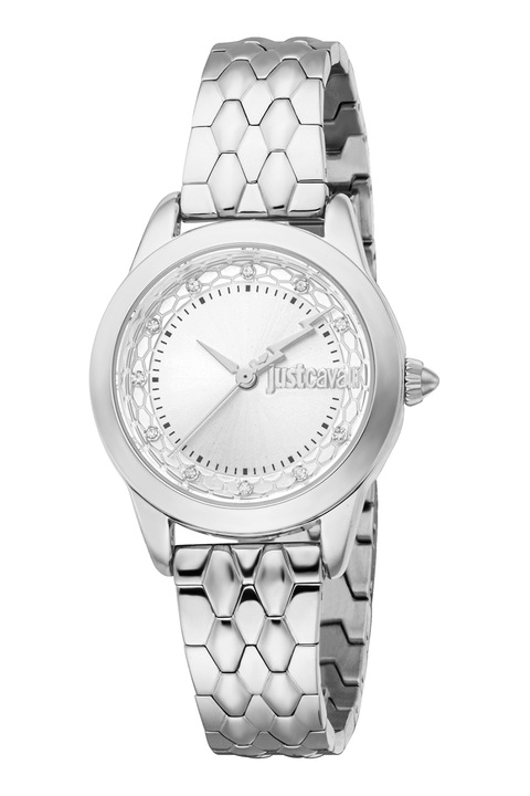 JUST CAVALLI, Ceas quartz din otel inoxidabil, Argintiu