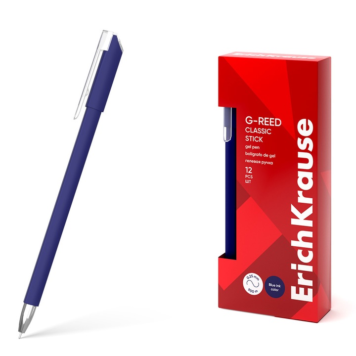 5 darabos ErichKrause G-Reed Stick Classic zselés toll készlet, 0.38, kék írófelülettel