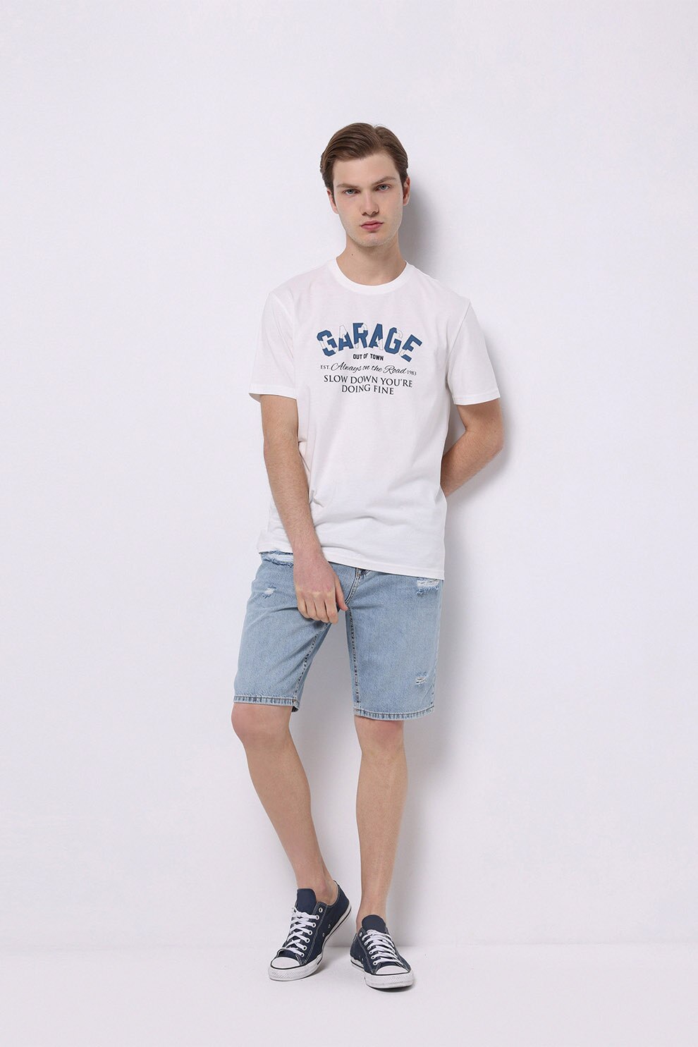 COLIN'S, Blugi scurti din denim, Albastru prafuit, M